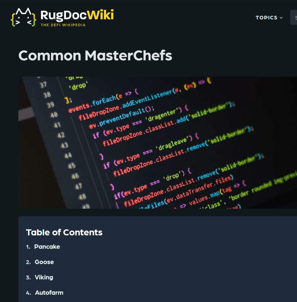 Common MasterChefs page on RugDocWiki