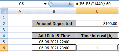 Excel: calculating time interval