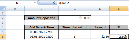 Excel: calculating yield