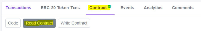 Read contract button in explorer