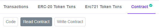 Selecting "read contract" in network explorer
