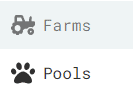 Farms and Pools menu items on farm UI
