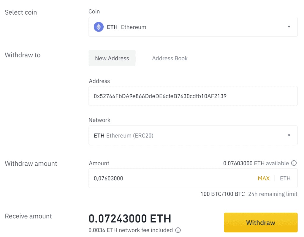 confirm eth withdrawal from binance
