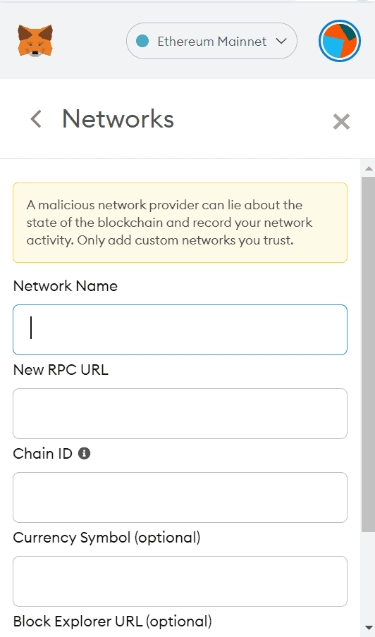 Add the network details