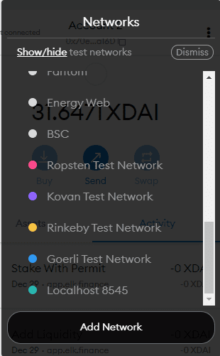 Add new network metamask