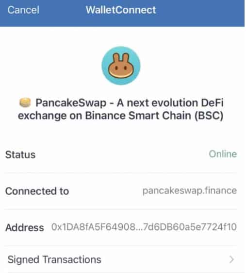 wallet connect to pancakeswap