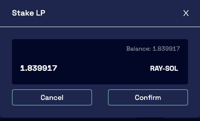 Confirm staking raydium