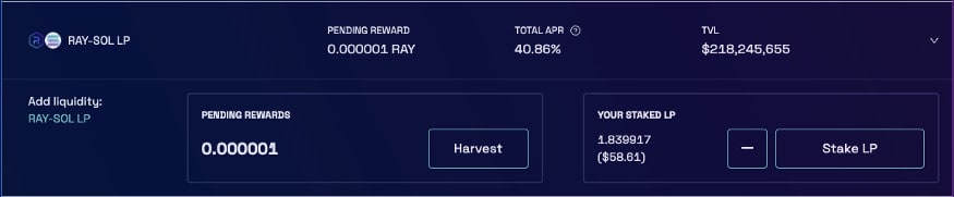 Harvest yield on Raydium