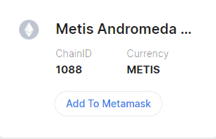 Add Metis network metamask Chainlist