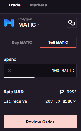 Buy matic on Slingshot
