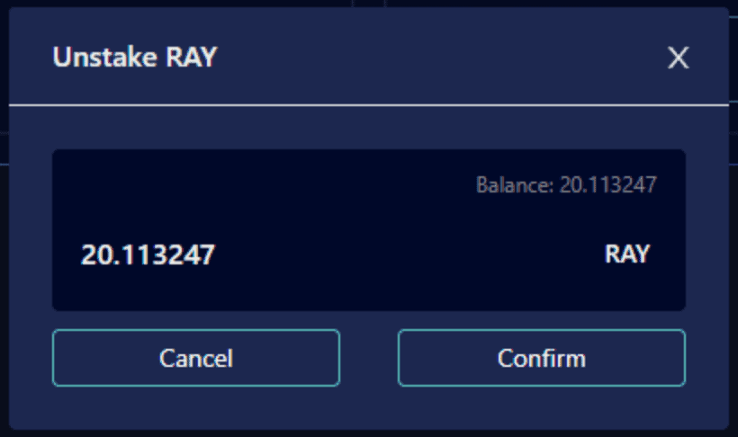 Enter the amount to stake on raydium