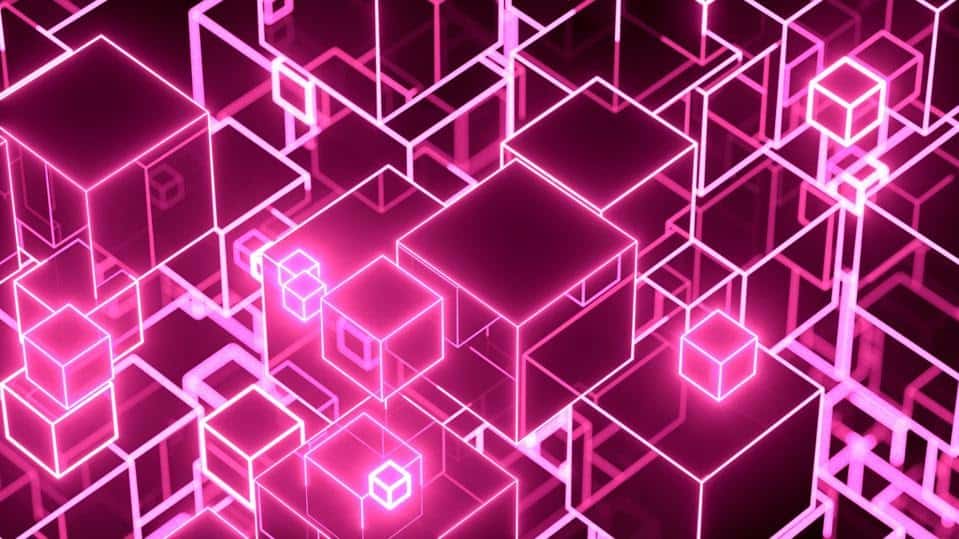 3D Abstract Cubes Background with Lightning