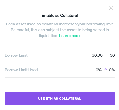 Enable ETH as collateral on compound