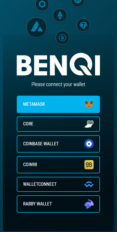 BENQI connect wallet